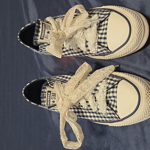 Converse Women's Navy Gingham Sneakers - Picture 2 of 12